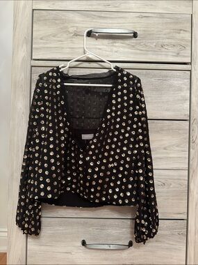 Black Blouse with Gold Polka Dots - Thread & Supply